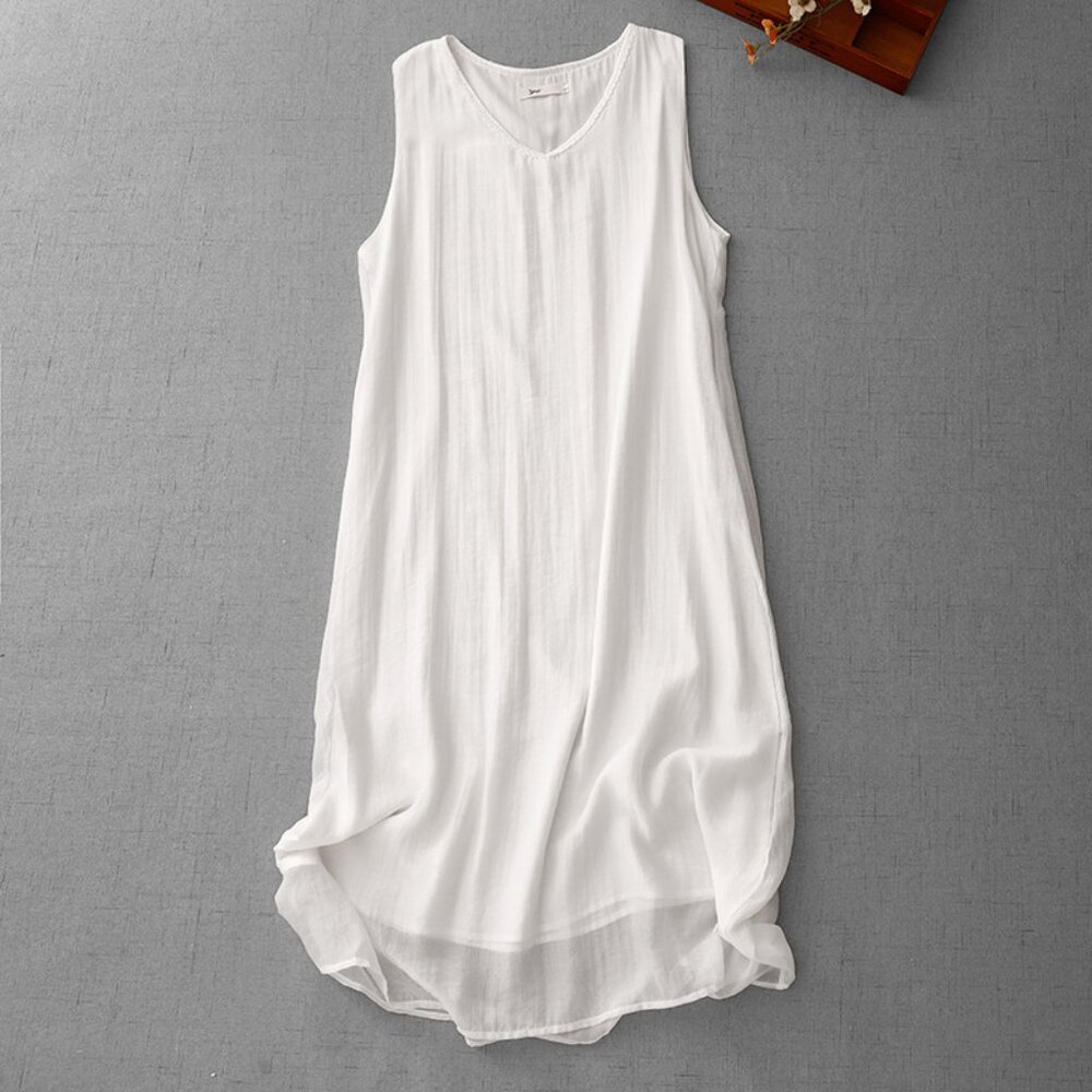 A woman in a white dress